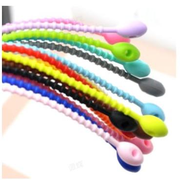 Imagem de 30 abraçadeiras de silicone - abraçadeiras de borracha reutilizáveis de 12 cm | Organizador de cabos | Design de clipe de cobra para cordões e lanches (coloridos)