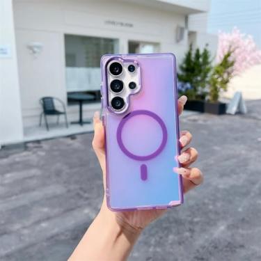 Imagem de MVVKKY Capa com cordão magnético gradiente fashion para Samsung S23Ultra, pulseira e capa à prova de choque (para Samsung S23Ultra/roxa)