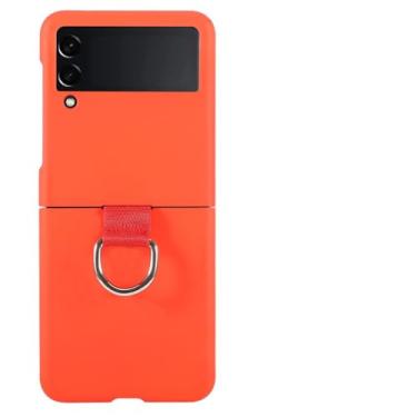 Imagem de Capa fofa de cor doce para Samsung Galaxy Z Flip 5 3 4 Cabo com alça de mão Capa de silicone macio para Samsung Galaxy Z Flip4 Z Flip5 3, vermelho, para Z Flip 4
