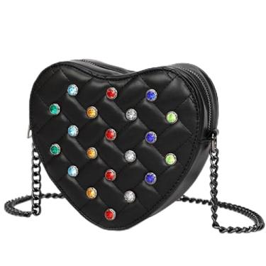 Imagem de Movefad Bolsa feminina acolchoada de couro PU bolsa de ombro feminina com alça de corrente, PP-preta