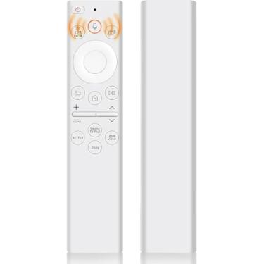 Imagem de Controle remoto de voz de substituição para TVs Samsung, controle remoto universal para todas as TVs Samsung com moldura curva UHD QLED 4K 8K Smart TVs, 4 botões de atalho, branco