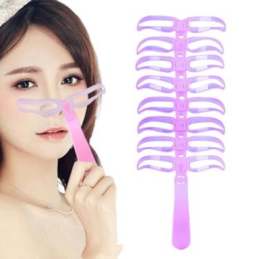 Imagem de Estêncil de sobrancelha para modelar – Guia de desenho de sobrancelha de 8 estilos – Modelos de sobrancelha portáteis laváveis para mulheres, meninas, palco, maquiagem, viagem, festa diária