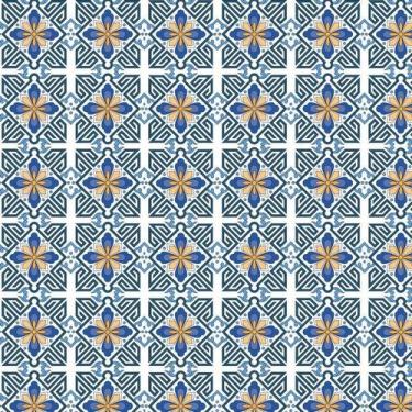 Imagem de Papel Parede Azulejo Preto E Azul Cozinha Lavatório Banheiro - LRP
