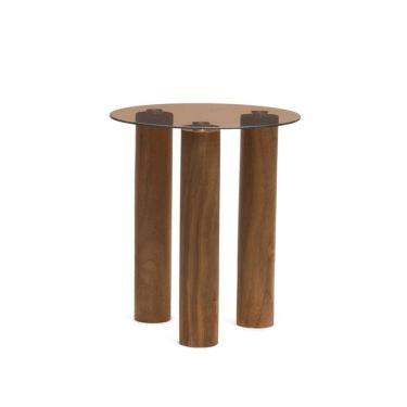 Imagem de Mesa de Apoio Decorativa em Madeira e Vidro 40cm 21370P Mart