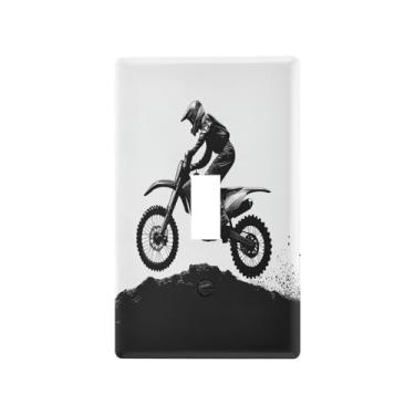 Imagem de Blueangle Capa para placa de parede para interruptor de luz - Motocross Rider Light Switch Cover Decorativa Placa de Parede, Tamanho 1 - Gangue 4,53 x 2,76 polegadas (376)
