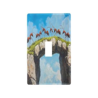 Imagem de Blueangle Capa para placa de parede para interruptor de luz alternada - formigas em uma ponte capa decorativa para tomada de parede, tamanho 1 gangue 4,53 x 2,76 polegadas (52)