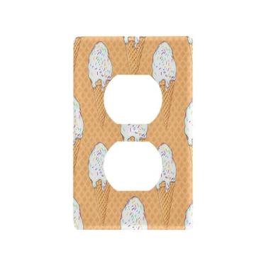 Imagem de Blueangle Placa de parede de tomada dupla para sorvete, tamanho padrão, placas de cobertura de tomada elétrica de 1 gangue para decoração de quarto de escritório em casa, 4,53 x 2,76 polegadas (564)