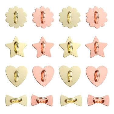 Imagem de Suporte de pingente de telefone com 16 peças, suporte autoadesivo de metal, sem anel, incluindo arco de estrela de girassol em forma de coração, acessórios para celular e tablet