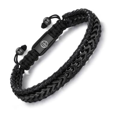 Imagem de WP WEPICK Pulseira masculina de couro banhado a ouro 18 quilates para homens e mulheres, ajustável, pulseira de couro trançada, feita à mão, feita à mão, For Wrist 6.5-8 Inch, Sem Pedra Preciosa