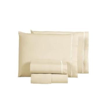 Imagem de Jogo de Lençol Queen Premium, 4 Peças, 100% Algodão, 400 Fios (palha)