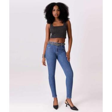 Imagem de Calça Jeans Skinny Feminina Brilho Biotipo-70105, 40, Jeans azul