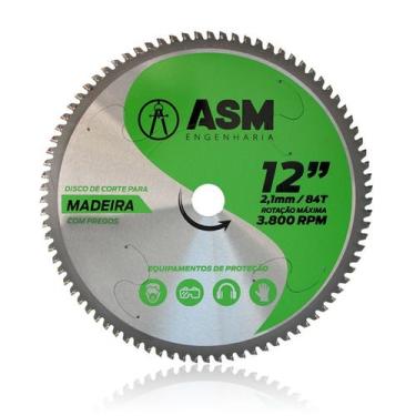 Imagem de Disco de Corte para Madeira com Pregos 12" 84T - Pastilhas de Cermet -