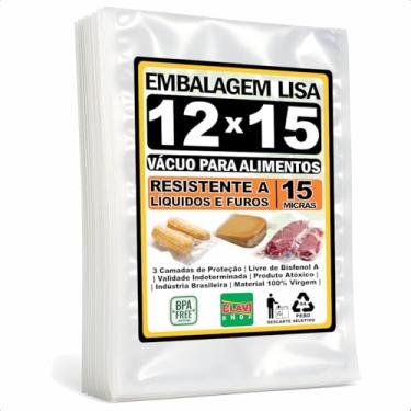 Imagem de Saco a Vácuo Liso Sem Ranhuras [12x15 cm] [15 Micras] [100 Unidades] - Para Seladora de Câmara e Bico - Embalagem Profissional Resistente Reforçada Alimentício BPA Free