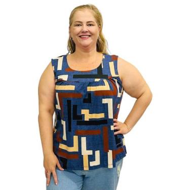 Imagem de Blusa Feminina Plus Size Senhora Bata Regata Estampada - Coalizão Fash