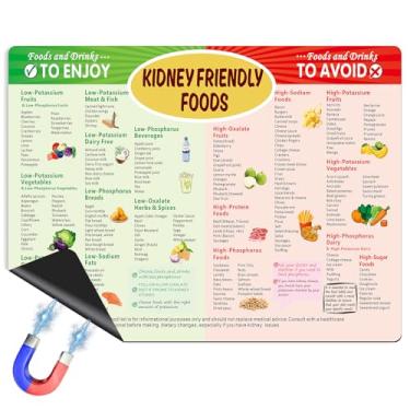 Imagem de Lista de alimentos adequados para os rins Ímãs de geladeira Lista de dieta renal Gráfico de fraude, conscientização renal dieta ímãs de geladeira, lista de compras de mantimentos com baixo teor de