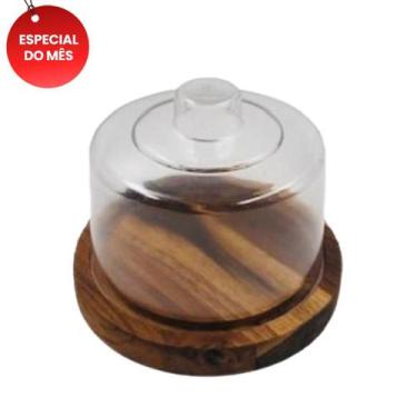 Imagem de OFERTA Queijeira de Madeira TECA 14cm com tampa de Acrilico Lançamento