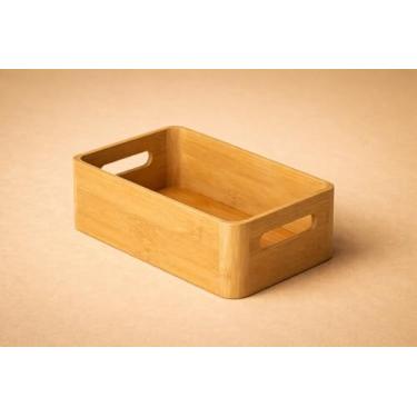 Imagem de Caixa Organizadora com Alça, Bambu Natural, 27 x 16 x 8,9 cm, Retangular