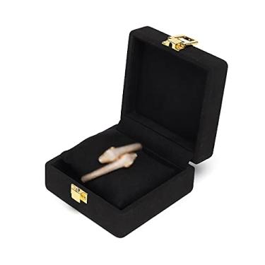 Imagem de Porta-joias, caixa de armazenamento para exibição de joias, anel de noivado, brincos, brincos, colar, pulseira, caixa de presente para aniversário, casamento, aniversário, exibição de joias pretas