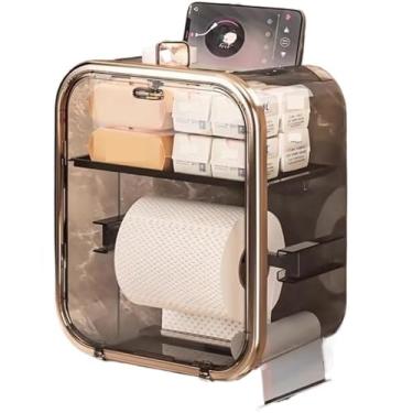 Imagem de CFGH6FDF Caixa de papel higiênico, caixa de papel higiênico montada na parede, rolo de papel higiênico, suporte de armazenamento de papel higiênico para dispensador de papel higiênico doméstico