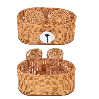 Imagem de Zerodis Tampa da Caixa de Tecido de Vime Porta-lenços Porta-guardanapos de -caixas para Itens Pequenos Cesto de Armazenamento Com Controle Remoto para Cozinha Banheiro Escritório Em Casa Caixa de