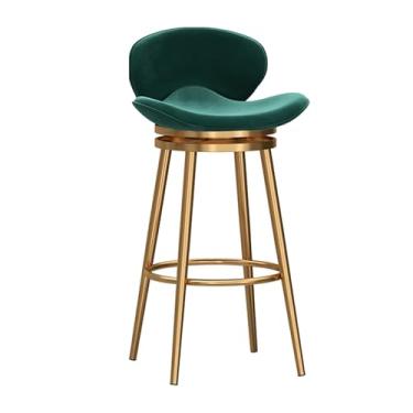 Imagem de Banquetas modernas com encosto 1 peça cadeiras estofadas de veludo cadeiras de bar com estrutura de metal balcão altura bancos de bar para balcão de cozinha/pub, altura do assento 75 cm, verde
