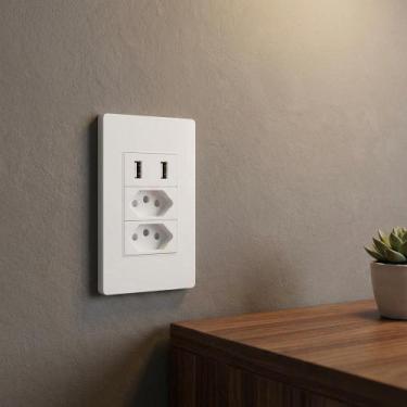Imagem de Tomada Dupla USB 2.1A Bivolt 4x2 - Carregamento Rápido Pared - Congrat