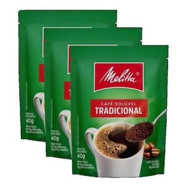 Imagem de kit 3 Café Solúvel Granulado Tradicional Melitta Sachê 40g