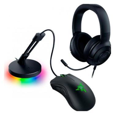 Imagem de Kit Gamer Razer Mouse Deathadder Essential 6400 DPI Headset Kraken X Lite Mouse Bungee V3 Chroma-Unissex