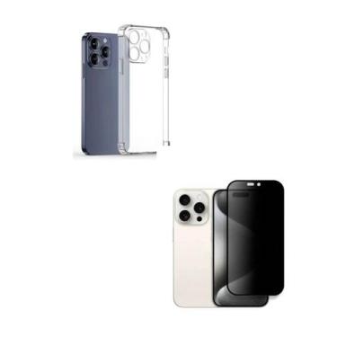 Imagem de Película Anti Espião Fosca Privativa + Capa TPU Para Iphone 16 Pro Max