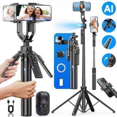 Imagem de Estabilizador de Celular Tripé Gimbal 360º Controle Remoto - Genérico