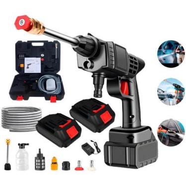 Imagem de Lavadora Lava Jato Portátil Pressão 2 Baterias + Maleta Preto 127/220v