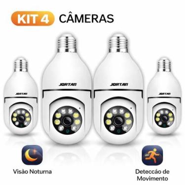 Imagem de KIT 4 Câmera de Segurança Lâmpada WiFi Full HD 1080p Monitoramento por