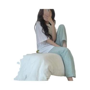 Imagem de Calças De Pijama Femininas De Verão Em Xadrez, Casuais, Respiráveis, C
