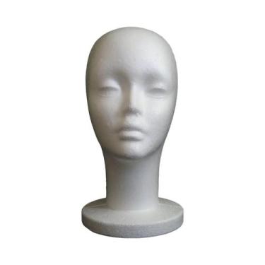 Imagem de Cabeça De Manequim Feminina De Isopor Para Exibição De Perucas, Cabelo
