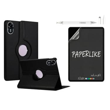 Imagem de Rino Cases Capa Giratória para Redmi Pad 2 11" (2025) - Rígida Multi-ângulo 360º Vertical e Horizontal em Couro Sintético PU (Preto, Kit Capa + Película Fosca + Caneta Touch)