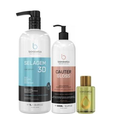 Imagem de Borabella Selagem 3D 1Litro + Cauter Gloss 500ml + Argan 7ml
