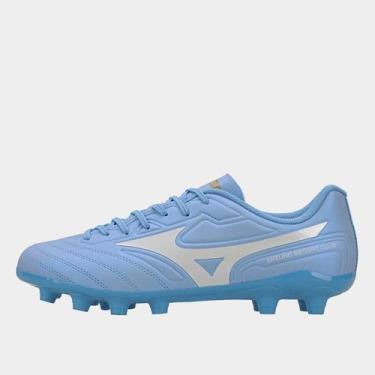 Imagem de Chuteira Campo Mizuno Regent Club Masculina, Azul, Branco, 40