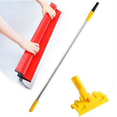 Imagem de Kit Desempenadeira Lisa 60cm Aço Inox Massa Corrida Texturas Cabo Retr