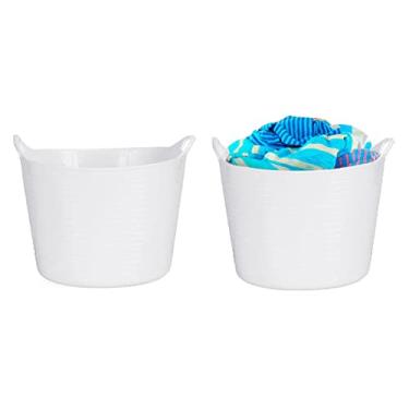 Imagem de Balde Flexivel 2 Cestos Multiuso Branco Roupa Brinquedos 42L