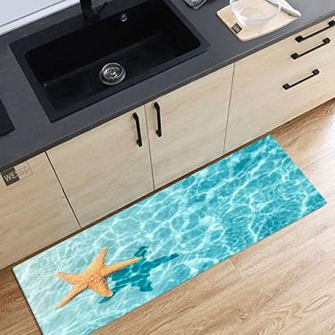 Imagem de SHENGANG Sea Waves Beach Tapete Cozinha 3D Tapete Corredor Tapete Marinho No Quarto No Chão Personalizado Longo Corredor Tapete, 11,40X120cm