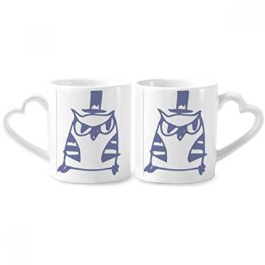 Imagem de Chapéu de desenho animado pássaro proteger animal amante de animais animais casal conjunto de canecas de porcelana copo amante de cerâmica alça de coração