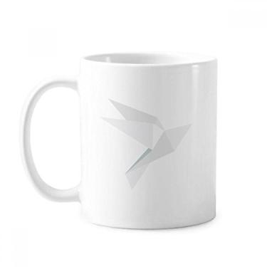 Imagem de Caneca de cerâmica com estampa abstrata de pombo de origami branco cerâmica xícara de porcelana de café