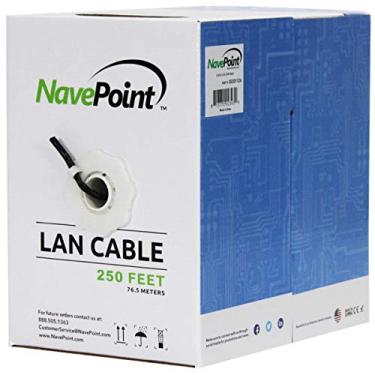Imagem de NavePoint CAT5e (CCA), 76 m, preto, cabo Ethernet sólido a granel, 24AWG 4 pares, par trançado não blindado (UTP)