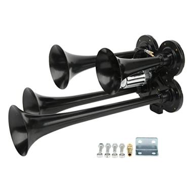 Imagem de Buzina de ar universal para carro com 4 trompetes, buzina de ar superalta, durável, compressor de ar, buzina para carros, caminhões, barcos, trens
