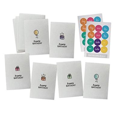 Imagem de Sugartown Greetings Conjunto minimalista de cartões de feliz aniversário - 24 cartões em branco com envelopes e selos coloridos
