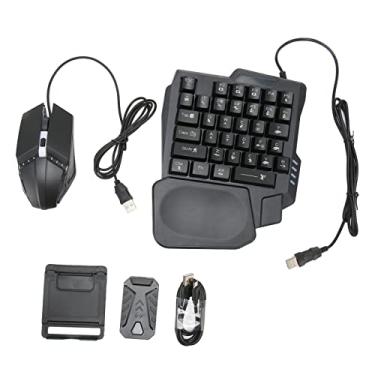 Imagem de Combo de teclado e mouse para jogos de meia mão, conversor de mouse com teclado mecânico para jogos 4 em 1, teclado retroiluminado com 39 teclas LED para Android, Harmony, iOS 10.0 a 13.3