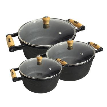 Imagem de Jogo 3 Caçarola Ferro Panela Mineira Vidro 2