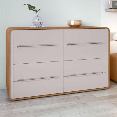 Imagem de Cômoda 8 Gavetas 152x48x96cm Loop Amêndoa Clean/Off White