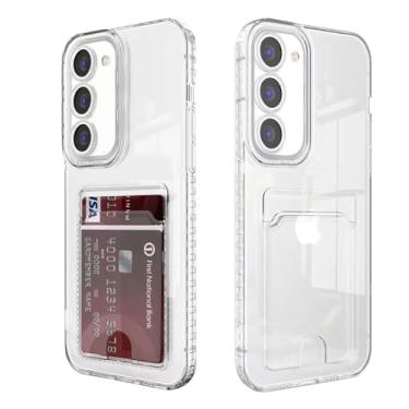 Imagem de YrissAriiy Capa compatível com Samsung Galaxy A55 5G com suporte para cartão, capa transparente para cartão, ultrafina, macia, à prova de choque, capa protetora para cartão de crédito