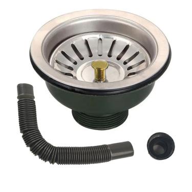 Imagem de Ralo Valvula Dreno de Pia 10x10 Sifao Filtro Cesto Tubo de Escoamento Cozinha Lavanderia